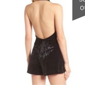 Astr velvet romper halter shorts soft lined black small open back Loretta